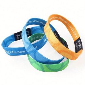 Pulsera de Tela Personalizada al por Mayor con Logotipo Impreso a Todo Color, Pulsera Deportiva Elástica Tejida por Sublimación para Eventos - Product Image 5