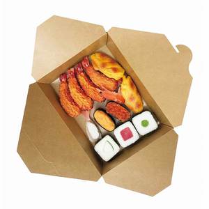 Boîte repas jetable en papier kraft brun 5x4.5x2.5 pouces certifiée ISO, emballage alimentaire de haute qualité pour restaurants, Chine - Product Image 2