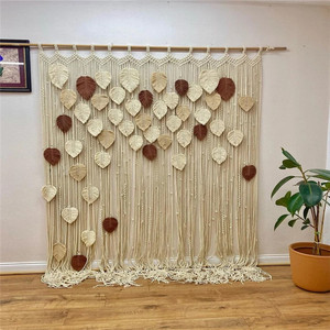 Nouveau rideau mural en <span class=keywords><strong>macramé</strong></span> personnalisé avec des feuilles, rideau en <span class=keywords><strong>macramé</strong></span> pour mariage, toile de fond W9199 - Product Image 6