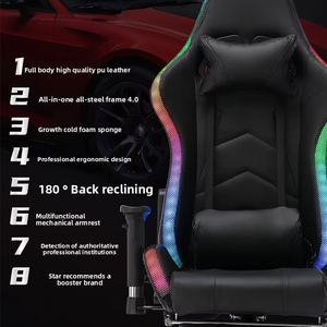 Sillas de Computadora Giratorias de Cuero PU Cómodas al por Mayor, Silla de Juego RGB Negra Personalizada de Alta Calidad para Oficina en Casa - Product Image 3