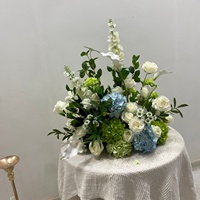 Bouquet de fleurs artificielles en soie verte, hortensias artificiels, tiges de plantes factices pour la décoration de la maison, centre de table de mariage, vase