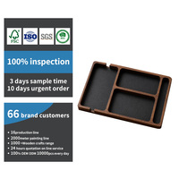 Plateau de rangement de bureau en bois rectangulaire personnalisé avec compartiments, adapté pour ranger téléphone portable, montre, lunettes, stylo