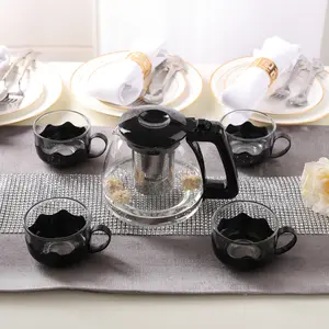 एकाधिक गर्मी प्रतिरोधी गिलास चायदानी कॉफी पॉट 304 स्टेनलेस स्टील तर करने वाला और ढक्कन के साथ आसव चाय के बर्तन