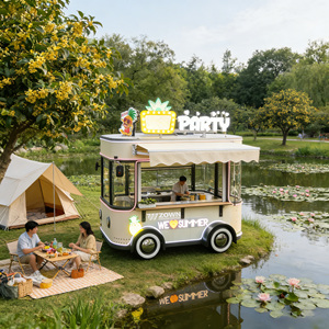Chariot de nourriture portable à pousser à la main, mini-chariot de vente ambulante pour hot-dogs et glaces - Product Image 1