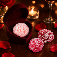 Bougie parfumée en cire de soja en forme de pivoine pour cadeau de mariage, vente en gros, coffret cadeau pour douche nuptiale, logo personnalisé OEM ODM