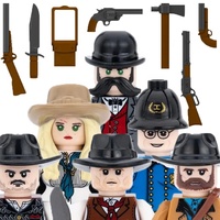 Ciudad soldados americanos figuras bloques de construcción militar Us West vaquero Detective Policía Ejército Guerrero arma armas ladrillo juguete