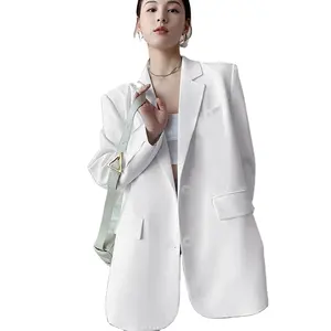 CHAQUETA BLANCA PARA MUJER LOOSE Traje de uniforme de negocios profesional Top Mujer Blazer Oversize