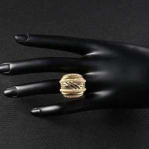 Grande bague statement en cristal pour femme, plaquée or 18 carats, bijou de luxe pour le doigt, nouveau design, bague cocktail DiamondClarity, inaltérable - Product Image 2