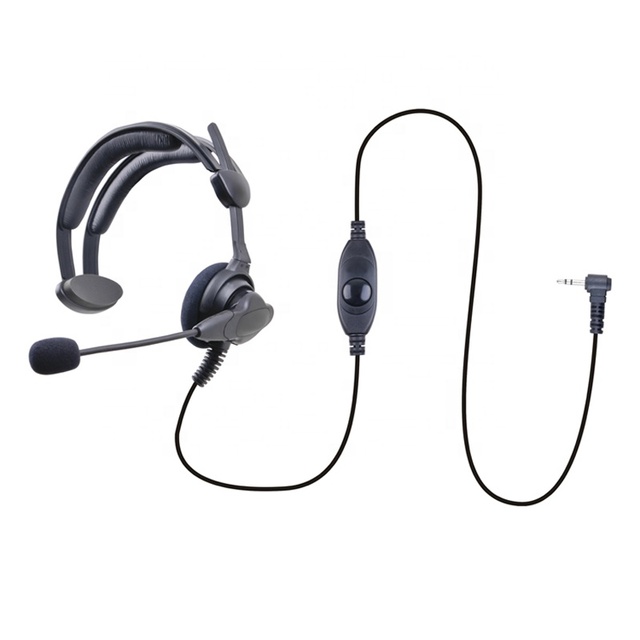 Professional Single-Ear PTT Headset with Noise-Canceling Mic 3.5mm Wired Call Center Headset for Walkie Talkie & Two-Way Radios
