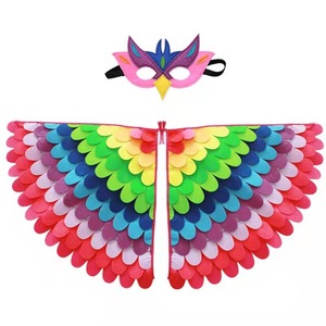 Nouveau design grande taille enfants Costume d'Halloween oiseaux en feutre Cape ailes avec masque pour les yeux Logo personnalisé Cape d'ange de Noël pour les filles - Product Image 5