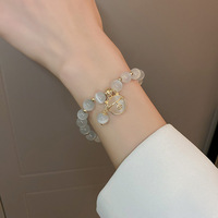 Bracelet en pierre d'opale, Bracelet en pierre, perle d'eau douce, de haute qualité, fait à la main, porte-bonheur en œil de chat, Jade pour femmes