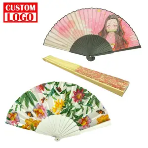 Large Hand-Held Folding Bamboo and Paper Hand Fans Customizable in Any Color for Wedding Advertising Promotion Decorations