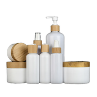 Ensemble de contenants vides personnalisés pour soins de la peau 30ml 100ml 250ml, flacon de sérum cosmétique en bambou naturel, pot de crème pour les yeux