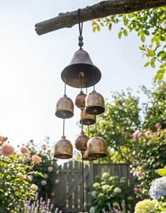 Carillon à vent en cuivre de style japonais, cloche Feng Shui pour décoration extérieure avec pièce porte-bonheur, carillon à vent en métal pour jardin, patio, balcon - Product Image 6