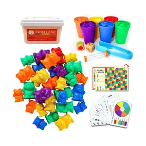 STEM pädagogische Sortier farbe Mathe Lernspiel spielzeug 117 PCS Regenbogen zähl bären mit passenden Sortier bechern und Aufbewahrung sbox