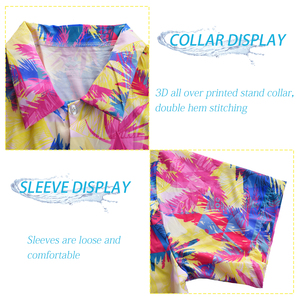 ハワイアンシャツ,プリントポリエステルスパンデックスボタンダウンハワイアンビーチシャツ - Product Image 6