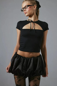 VARLDENS Noir Bubble Minifalda | Volumen audaz y juguetón de tiro bajo, silueta de burbuja gran oferta 2025 proveedor de Vietnam - Product Image 5