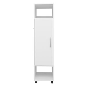 Armoire de rangement convertible en bois blanc DB, 2 tiroirs, 3 étagères, porte à charnières, style moderne minimaliste pour appartement et chambre - Product Image 5