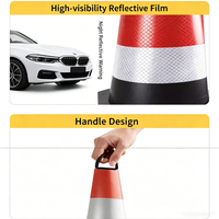 Cônes de signalisation ronds flexibles OEM de 90 cm en caoutchouc-plastique avec collier réfléchissant prismatique haute intensité pour zones de construction