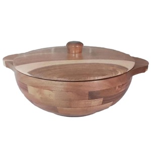 Ciotola Moderna in Legno di Bambù Lucidato, Grande Bacinella Coperta con Manico per Impastare, Preparare Pasticceria e Servire Insalate - Product Image 4