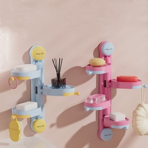 Zuignap Roterende Zeepbak Wandzeeprek Badkamer Meerlaags Opbergrek - Product Image 2