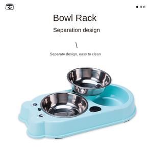 Köpek ve kedi çift kase plastik ve paslanmaz çelik küçük/orta köpekler ve kediler için Pet besleme malzemeleri - Product Image 2