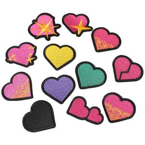 New Iron on Embroidered Black Edge Various Hot <b>pink</b> Heart Patch for Hat <b>Bag</b> Decoration - Product Image 5