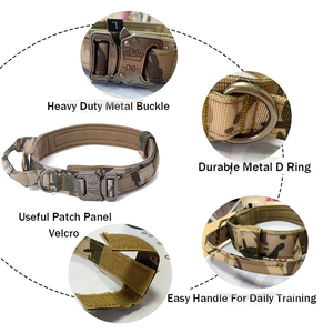 <span class=keywords><strong>Collar</strong></span> táctico de entrenamiento para perros y juego de correa ajustable con mango de moda Bungee Nylon hebilla de Metal para caminar fácilmente