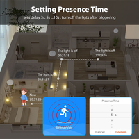 Détecteur de Présence Humaine Tuya WiFi 24G à Radar à Ondes Millimétriques avec Capteur de Lumière et Contrôleur d'Interrupteur pour Garage et VR