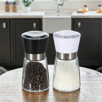 Moulin à épices en verre de qualité supérieure, moulin à sel et à poivre avec couvercle anti-poussière transparent, 160 ml, outil de cuisine de luxe pour restaurant