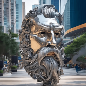 Sculptures en métal personnalisées de grande taille en acier inoxydable pour l'extérieur, miroir orienté vers le sol, figurines de portrait, ornements, modèle de marque JZ - Product Image 3