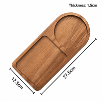 Plateau de service en bois d'acacia avec compartiments, style japonais, assiette de petit-déjeuner pour café, pain, dessert, collation, logo personnalisé
