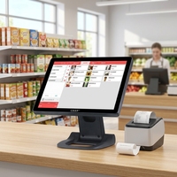 Sistema POS Todo en Uno de 15 Pulgadas con Windows, Caja Registradora con Base Metálica Plegable para Restaurantes e Industria Minorista