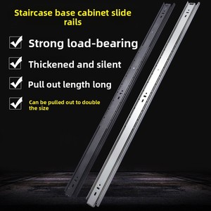 Glissières de <span class=keywords><strong>tiroir</strong></span> robustes en acier épaissi et allongées pour armoires à chaussures sous échelle et tiroirs Tatami, rails de glissière à trois sections - Product Image 2