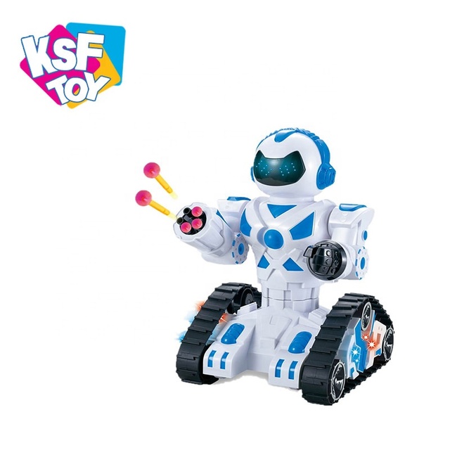 KSF 2.4G 10 Channel Remote Control Tracking Tank Robot Toy with Shooting Darts ABS Plastic Light Function