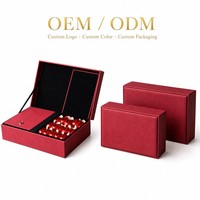 Boîte cadeau de thé chinois vide en cuir PU avec logo personnalisé, boîte de rangement de luxe rouge à couvercle rabattable avec doublure en velours et séparateurs pour sachets de thé