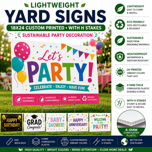Letreros de Jardín de Plástico Corrugado Impresos Personalizados de 18x24 con Estacas en Forma de H, Resistentes al Agua y a los Rayos UV, Decoración para Fiestas - Product Image 1