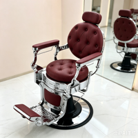 Chaise de barbier de luxe marron pour salon de coiffure, équipement de salon, chaise de coupe inclinable à hauteur réglable