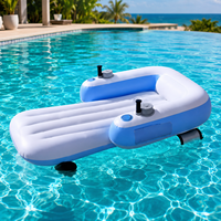 Bouée gonflable motorisée pour piscine, avec commande à double joystick, porte-gobelets, en PVC, pour usage intérieur/extérieur
