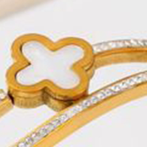 Two Small Flower Stainless Steel <b>Bangle</b> <b>Bracelet</b> Gold Plated Pulsera Style Unisex Gift Jewelry - Product Image 6