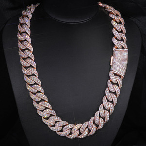 Authentic Hip Hop <b>Iced</b> <b>Out</b> Moissanite Cuban <b>Chain</b> 925 Sterling Silver Custom Miami Cuban Link Necklace VVS1 GRA Tester Pass - Product Image 1