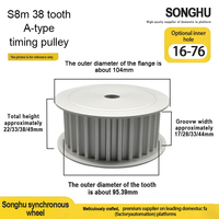 Polea de Correa SH-HTPA38S8M400-A-P16, Polea de Distribución de Aluminio con 38 Ranuras, Diámetro Interior OEM de 16-65 mm