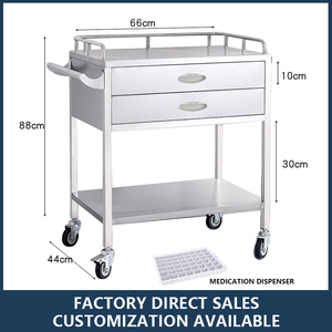 Chariot de transport d'infusion en acier inoxydable 304 pour hôpital, chariot de rangement d'instruments durable, roulettes silencieuses, style minimaliste, pour hôtel et salle à manger - Product Image 5