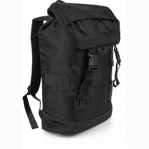 Free sample RCustom softback <b>roll</b>-<b>top</b> <b>backpack</b> made of waterproof PU leather for school travel, men's style letter - Product Image 1