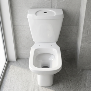 WC en céramique à double chasse avec siphon en S, cuvette carrée en porcelaine avec couvercle et accessoires pour salle de bain - Product Image 6