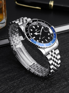 Montre à quartz minimaliste pour homme, montre à quartz GMT universelle avec chiffres arabes, lunette personnalisée en acier inoxydable - Product Image 2