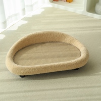 Chaise longue de luxe en forme de demi-cercle OEM/ODM, antidérapante, grand espace, durable, en peluche, lit pour animaux de compagnie, canapé en sisal pour chat