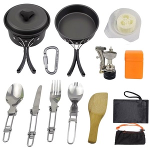 <span class=keywords><strong>Set</strong></span> da Cucina Portatile 14 Pezzi in Lega di Alluminio Concavo-Convesso Antiaderente Pieghevole per Esterni, Padelle per Picnic e Campeggio 1-2 Persone - Product Image 1