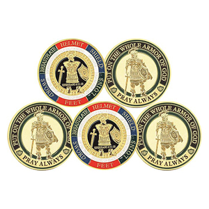 Großhandel gravierbare Metall münzen Double Comme morative Souvenir 3d Ephesians Gold auf die ganze Rüstung Gottes Herausforderung Münze gesetzt - Product Image 4