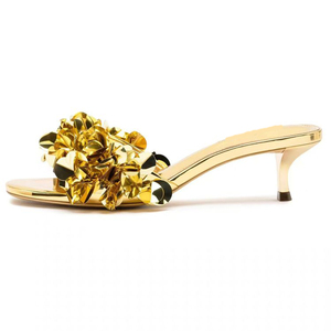 Large Size 46 Women Open Toe <b>Sandals</b> Wide Fit Dress Stiletto Low Heels Floral Bright Patent on Shoes - Product Image 1
